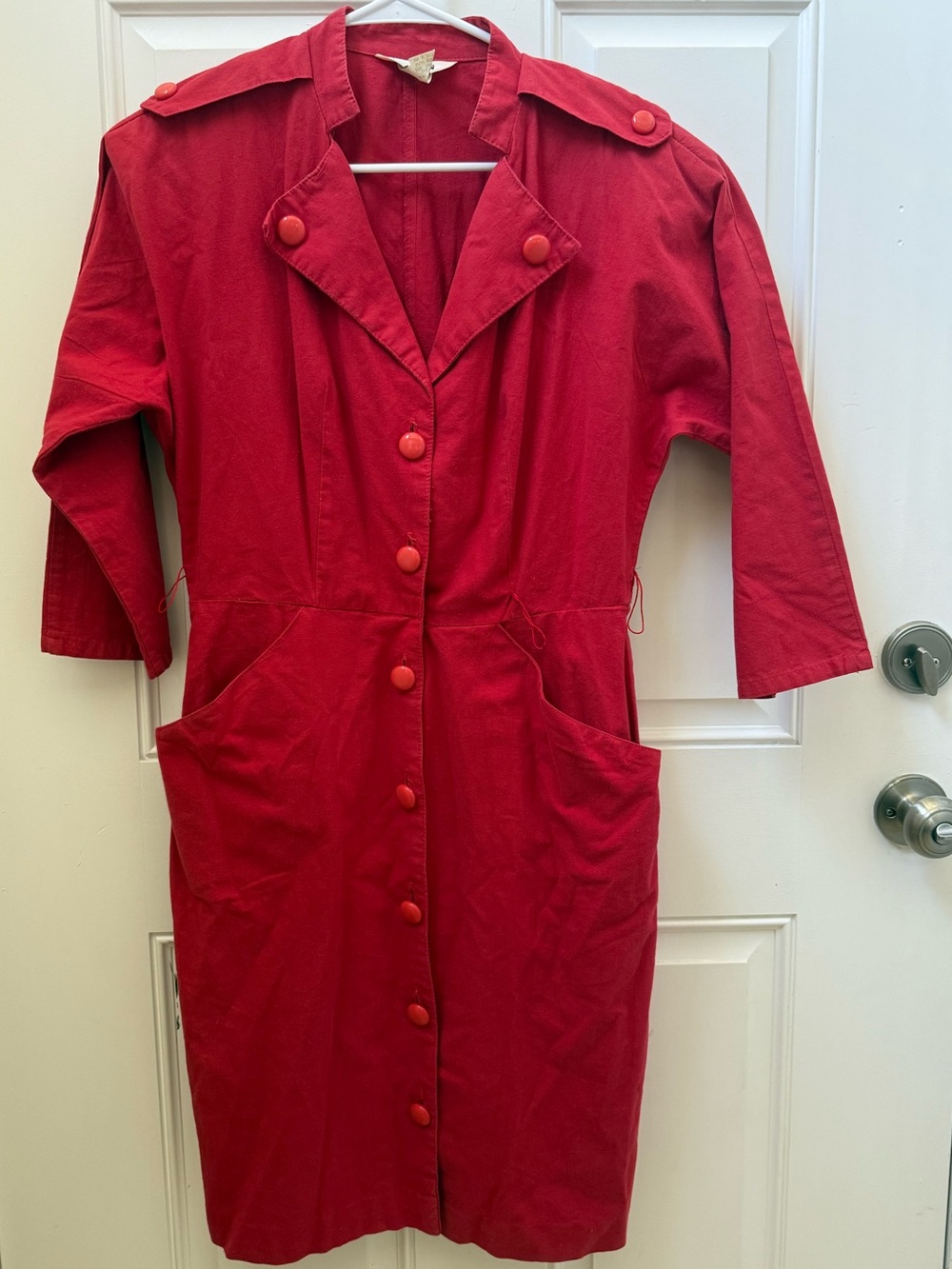 Vintage Sears Red Button-Front Dress
